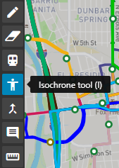 Isochrone tool on toolbar