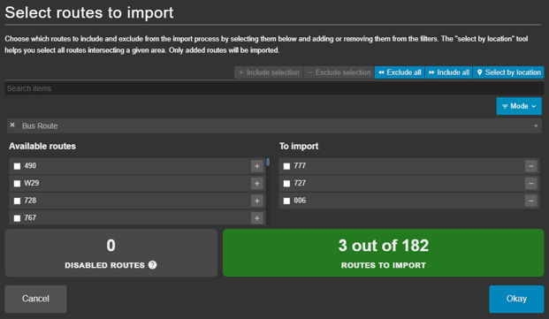 Routes to import