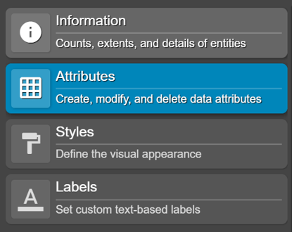 Information, attributes, styles and labels