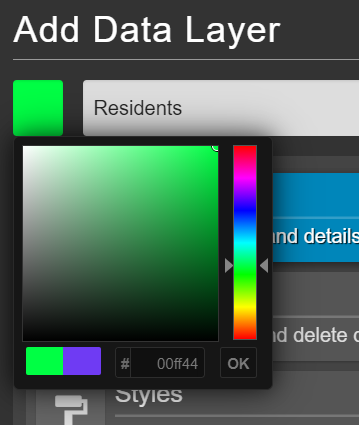 Add data layer colour