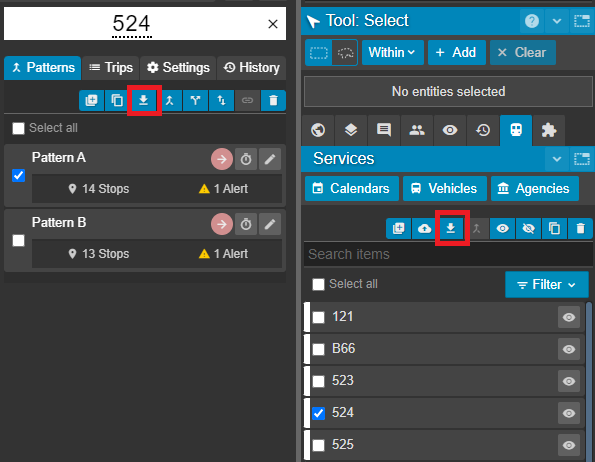 Services and Pattern Export